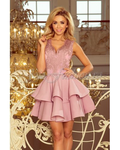 Rochie scurta roz baby doll din dantela Ania Rochii scurte, Rochie scurta roz baby doll din dantela Ania - jojofashion.ro