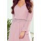 Rochie midi roz pudrat din chiffon cu maneca lunga Calina 5 - jojofashion.ro