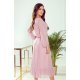 Rochie midi roz pudrat din chiffon cu maneca lunga Calina 4 - jojofashion.ro