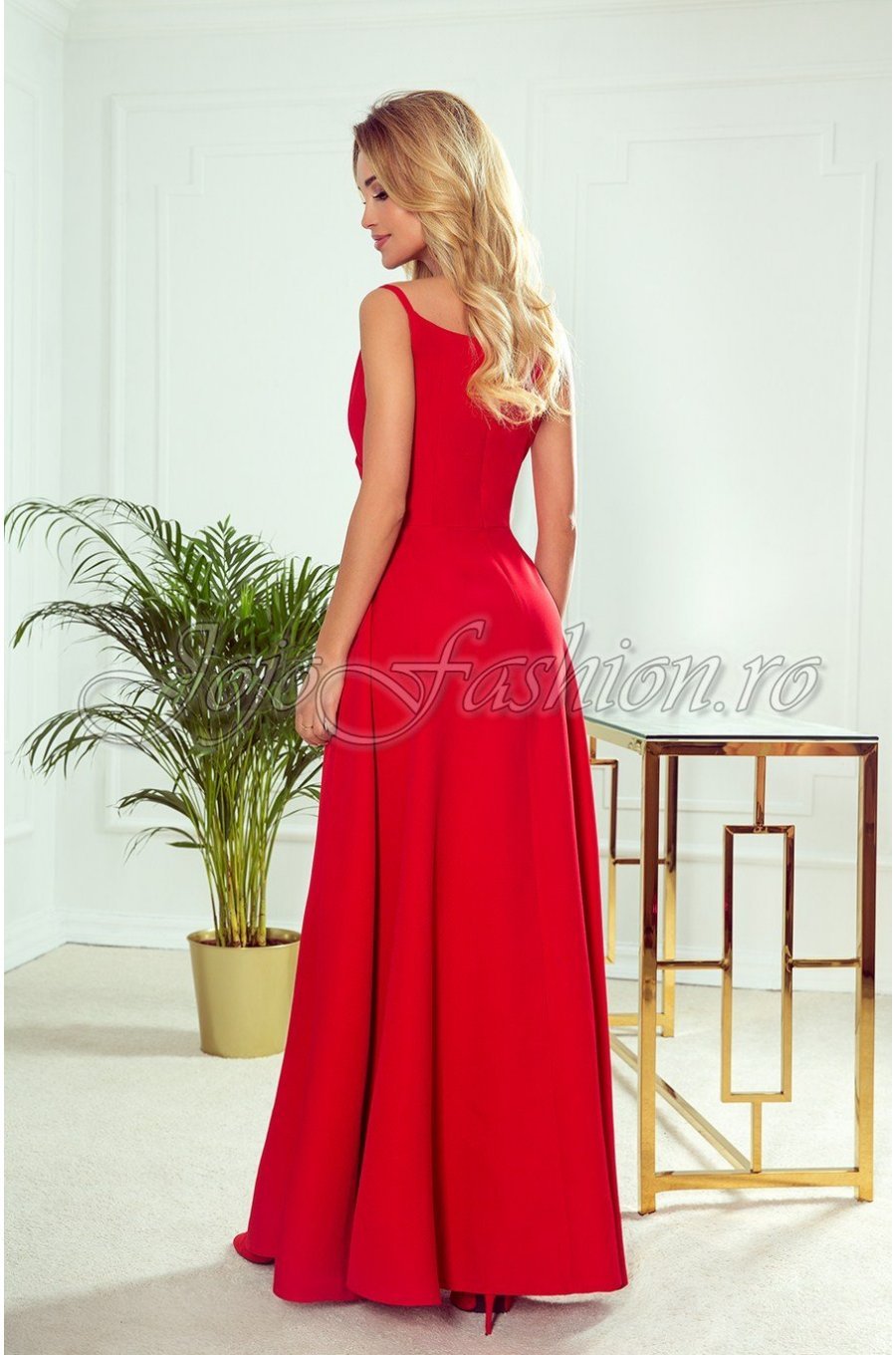 Rochie lunga rosie vaporoasa Scarlett 3 - jojofashion.ro