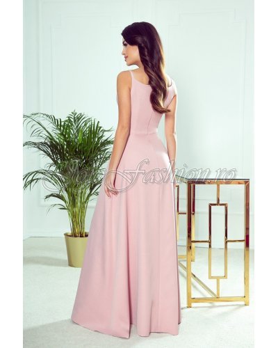Rochie lunga roz pal vaporoasa Scarlett Rochii lungi, Rochie lunga roz pal vaporoasa Scarlett - jojofashion.ro