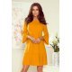 Rochie scurta, galben mustar, cu volan plisat, Codruta 2 - jojofashion.ro