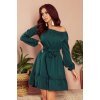 Rochie verde vaporoasa scurta cu umerii goi Blanche