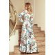 Rochie alba lunga cu flori multicolore cu maneca lunga suprapusa Rosella 4 - jojofashion.ro