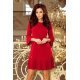 Rochie rosie scurta cu volan plisat Codruta 3 - jojofashion.ro