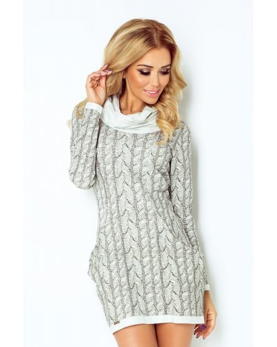 Rochie scurta gri cu maneca lunga Enigma Rochii scurte, Rochie scurta gri cu maneca lunga Enigma - jojofashion.ro