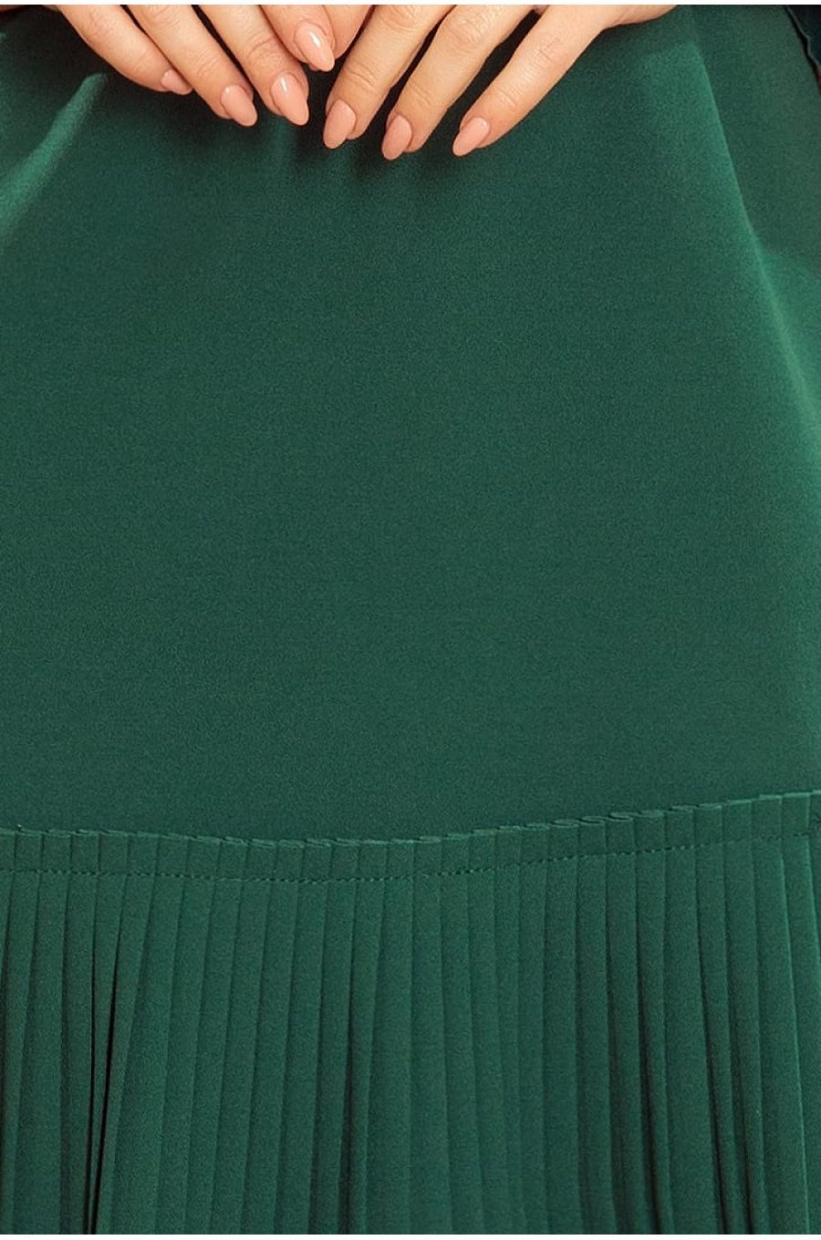 Rochie de zi scurta verde cu volan plisat Codruta 3 - jojofashion.ro