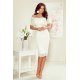 Rochie cununie civila midi, din dantela, alba, cu umerii goi, cu volan, Cosette  5 - jojofashion.ro