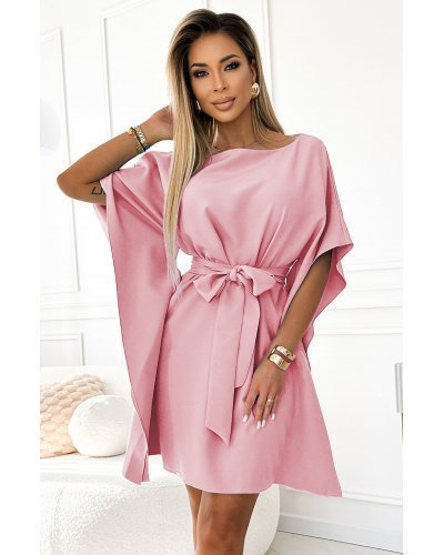 Rochie midi oversize, roz, croi fluture, Butterfly Rochii de zi, Rochie midi oversize, roz, croi fluture, Butterfly - jojofashion.ro
