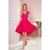 Rochie midi roz zmeura cu dantela Ivy