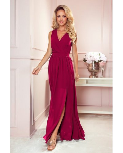 Rochie lunga burgundy vaporoasa Aida Rochii lungi, Rochie lunga burgundy vaporoasa Aida - jojofashion.ro