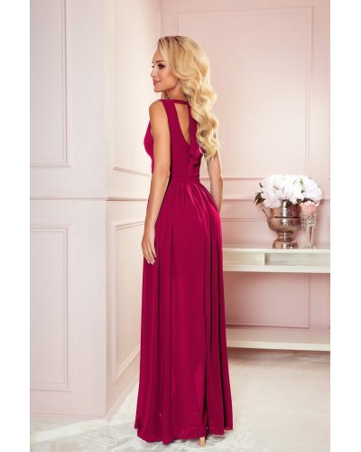 Rochie lunga burgundy vaporoasa Aida Rochii lungi, Rochie lunga burgundy vaporoasa Aida - jojofashion.ro