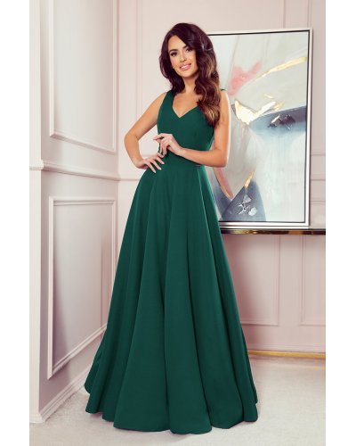 Rochie lunga verde smarald vaporoasa clasica Cindy Rochii lungi, Rochie lunga verde smarald vaporoasa clasica Cindy - jojofashion.ro