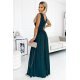 Rochie de seara lunga, din brocard, verde, petrecuta, Vivien 3 - jojofashion.ro