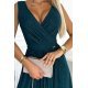 Rochie de seara lunga, din brocard, verde, petrecuta, Vivien 4 - jojofashion.ro