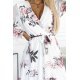 Rochie midi de vara din chiffon ecru cu flori vaporoasa cu volane si maneca lunga Alyna 6 - jojofashion.ro