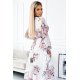 Rochie midi de vara din chiffon ecru cu flori vaporoasa cu volane si maneca lunga Alyna 5 - jojofashion.ro