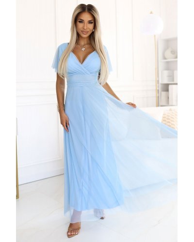 Rochie domnisoara de onoare baby blue lunga din tulle NastiaN Rochii lungi, Rochie domnisoara de onoare baby blue lunga din tulle NastiaN - jojofashion.ro