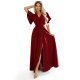 Rochie eleganta lunga burgundy vaporoasa petrecuta Kasandra 2 - jojofashion.ro
