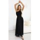 Rochie eleganta lunga cu glitter neagra vaporoasa cu un umar gol Azzurra 2 - jojofashion.ro