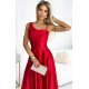 Rochie lunga rosie din satin cu un umar gol Jollie 4 - jojofashion.ro