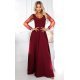 Rochie lunga clasica burgundy cu maneca lunga vaporoasa Lorretta 2 - jojofashion.ro