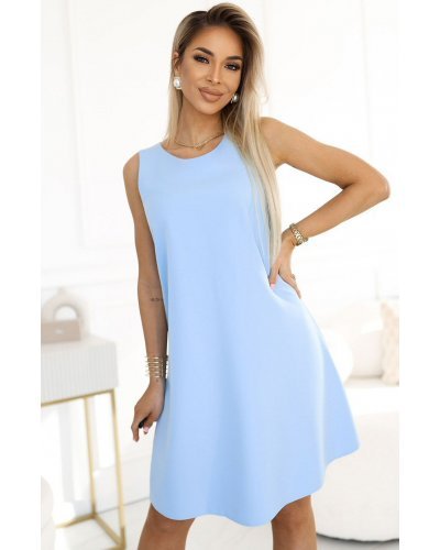 Rochie midi baby blue, evazata, Britany Rochii de zi, Rochie midi baby blue, evazata, Britany - jojofashion.ro