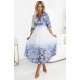 Rochie plisata midi alba cu flori bleu vaporoasa Dahlia 2 - jojofashion.ro