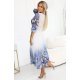 Rochie plisata midi alba cu flori bleu vaporoasa Dahlia 3 - jojofashion.ro