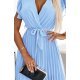 Rochie scurta plisata din chiffon baby blue Soysen 4 - jojofashion.ro