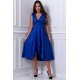Rochie midi eleganta albastra din brocard petrecuta Greta 3 - jojofashion.ro