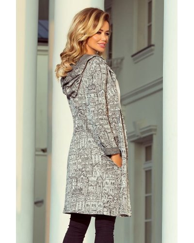 Cardigan cu gluga si buzunare gri Londa Paltoane dama, Cardigan cu gluga si buzunare gri Londa - jojofashion.ro