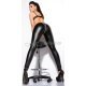 Pantaloni dama mulati negri,  piele eco, wetlook cu fermoar argintiu Beyza 2 - jojofashion.ro