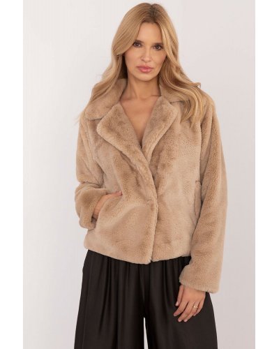 Geaca dama de iarna scurta, din blana eco bej, Yanira Geci dama, Geaca dama de iarna scurta, din blana eco bej, Yanira - jojofashion.ro