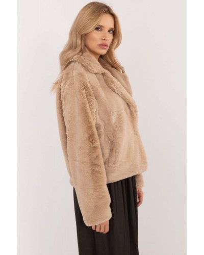 Geaca dama de iarna scurta, din blana eco bej, Yanira Geci dama, Geaca dama de iarna scurta, din blana eco bej, Yanira - jojofashion.ro
