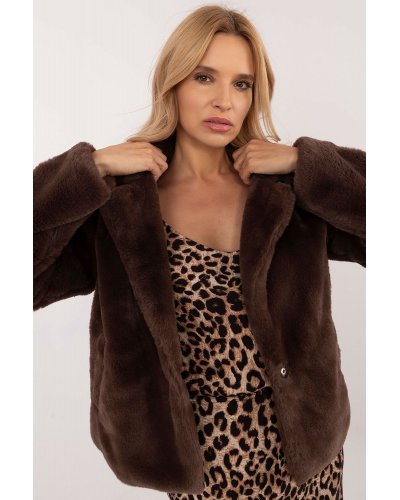 Geaca dama de iarna scurta, din blana eco maro, Yanira1 Geci dama, Geaca dama de iarna scurta, din blana eco maro, Yanira1 - jojofashion.ro