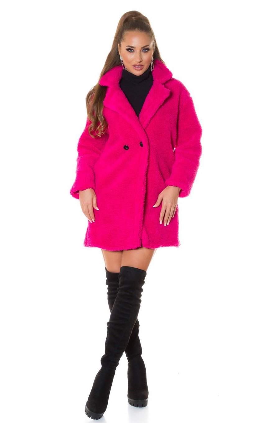 Palton dama de iarna scurt, imitatie blana, roz, oversize, Teddy Palton dama de iarna scurt, imitatie blana, roz, oversize, Teddy 6 - jojofashion.ro