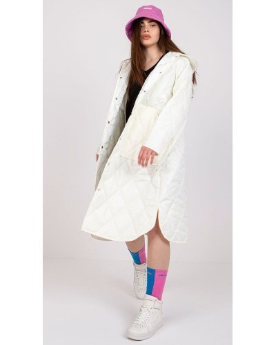 Palton dama de toamna lung, alb, matlasat, Eyshan Paltoane dama, Palton dama de toamna lung, alb, matlasat, Eyshan - jojofashion.ro