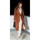 Palton dama elegant, lung, din piele eco, maro, Takisha Palton dama elegant, lung, din piele eco, maro, Takisha 2 - jojofashion.ro