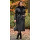 Palton dama elegant, lung, din piele eco, negru, cu guler din blana, London 2 - jojofashion.ro