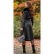 Palton dama elegant, lung, din piele eco, negru, cu guler din blana, London 3 - jojofashion.ro