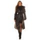 Palton dama elegant, lung, din piele eco, negru, cu guler din blana, London 4 - jojofashion.ro