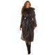 Palton dama elegant, lung, din piele eco, negru, cu guler din blana, London 7 - jojofashion.ro