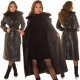 Palton dama elegant, lung, din piele eco, negru, cu guler din blana, London 8 - jojofashion.ro