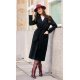 Palton dama elegant lung, negru, clasic, cu buzunare si cordon, Vanora Palton dama elegant lung, negru, clasic, cu buzunare si cordon, Vanora 2 - jojofashion.ro