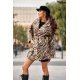 Palton dama elegant scurt, bej, animal print, Hilary Palton dama elegant scurt, bej, animal print, Hilary 5 - jojofashion.ro