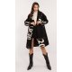Palton dama lana, lung, negru cu scris alb, Sarina1 2 - jojofashion.ro
