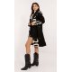 Palton dama lana, lung, negru cu scris alb, Sarina1 3 - jojofashion.ro