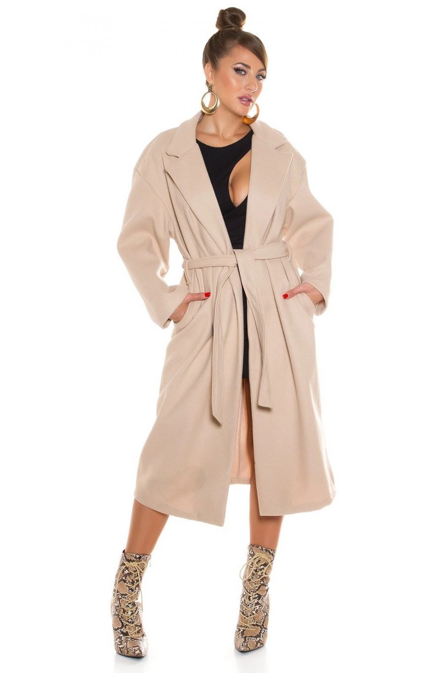 Palton dama lung oversize bej Metelis Palton dama lung oversize bej Metelis 1 - jojofashion.ro