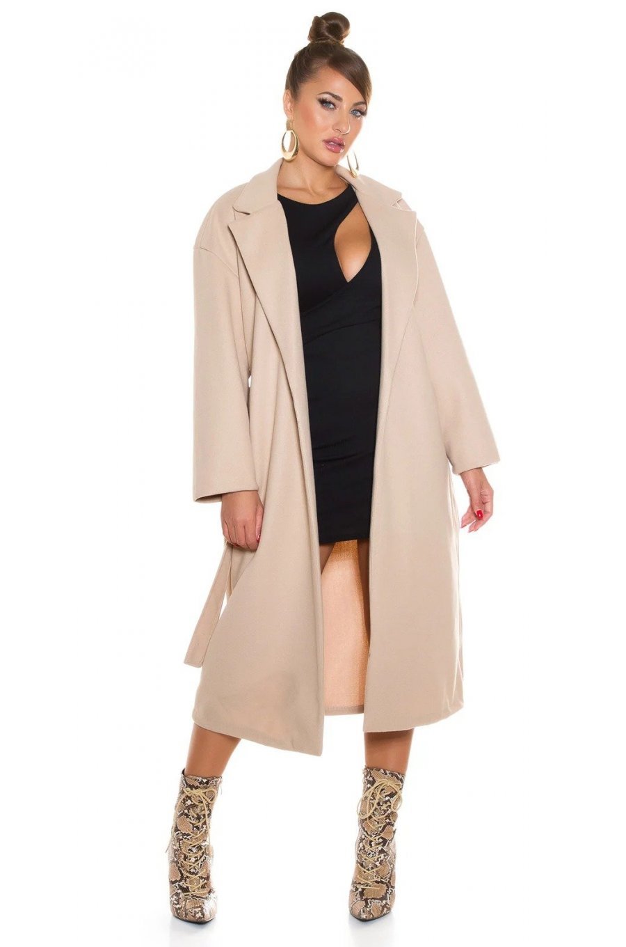 Palton dama lung oversize bej Metelis Palton dama lung oversize bej Metelis 5 - jojofashion.ro